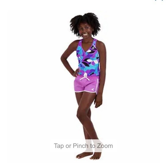 Gerry Girls 3-Piece Youth Tankini & Shorts Swimsuit Set Purple New - Picture 2 of 6